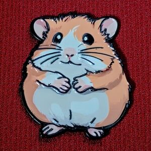 Adorable Orange and White Hamster Enamel Pin